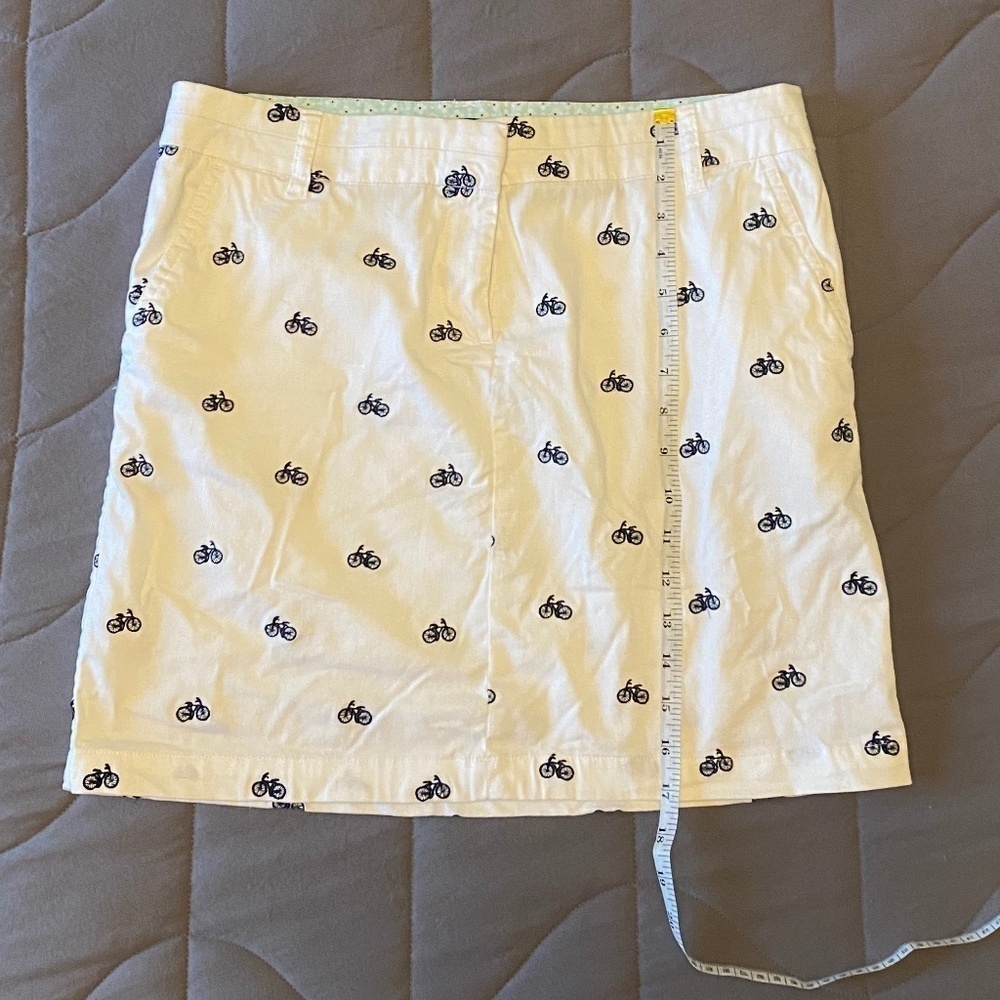 British Khaki- Skirt-White with Blue Bicycles-Women's Size 6 - Picture 3 of 8